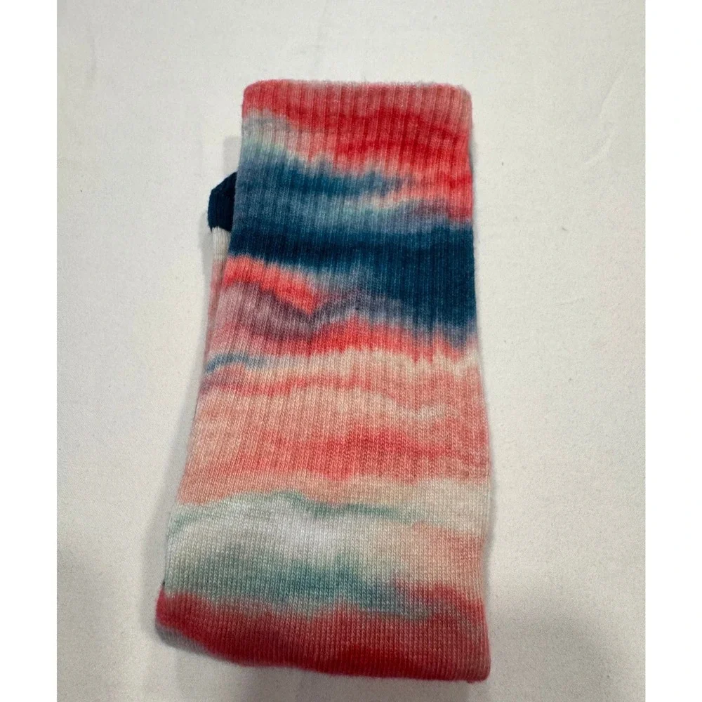 PJ Salvage Live Life Cozy Tie Dye Crew Socks OS Deep Teal Pink New With Tag